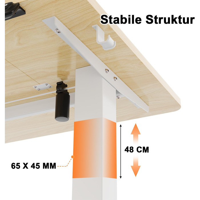 Регульований стіл JUMMICO Standing Desk: електричний, з пам'яттю, 160x70 см, білий (бежева вставка)