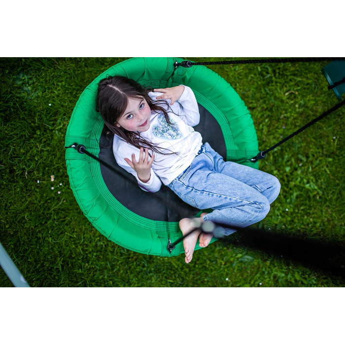 Гойдалка-гніздо для саду HyperMotion Storchennest з А-рамою, 2 місця, 150 кг, зелено-сіра (HYP1)