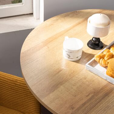 Круглий обідній стіл Cosy - 80x80x75 см, дуб + чорний, для кухні, вітальні, офісу