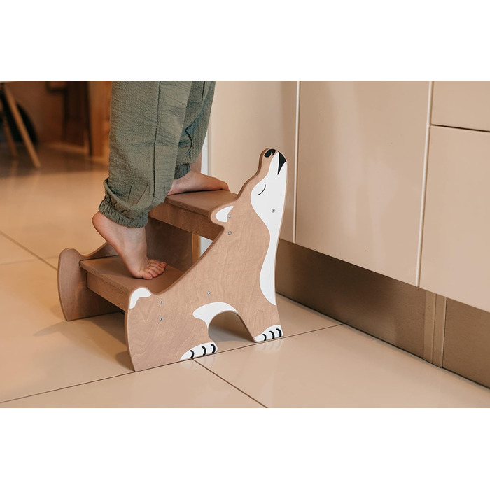 Дитячий тритуходер Wild Kids Modern Tritthocker з дерева, 2 сходинки, для ванної кімнати, натхненний меблями Монтессорі (колір: коричневий, світло-коричневий)