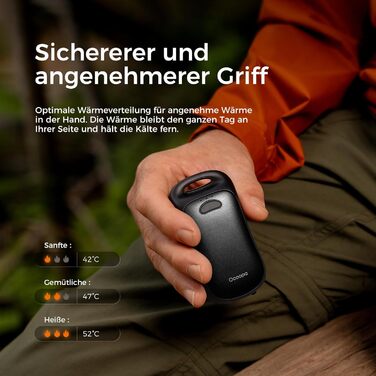 Електричні грілки для рук OCOOPA, 2 шт., водонепроникні IP45, ергономічні, 18 годин тепла, портативні, для активного відпочинку, гольфу, кемпінгу, міста (Чорний)