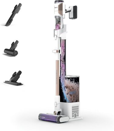 Пылесос Shark Clean & Empty BU3521EU: акумуляторный, самоочищающийся, для шерсти животных, ковров и твердых полов, с LED-подсветкой, тихий, белый/синий