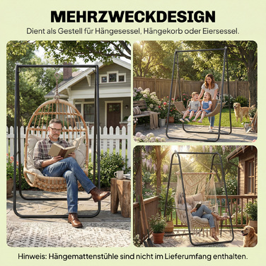 Стійка для гамака, вантажопідйомність 150 кг, для внутрішнього та зовнішнього використання, Чорна