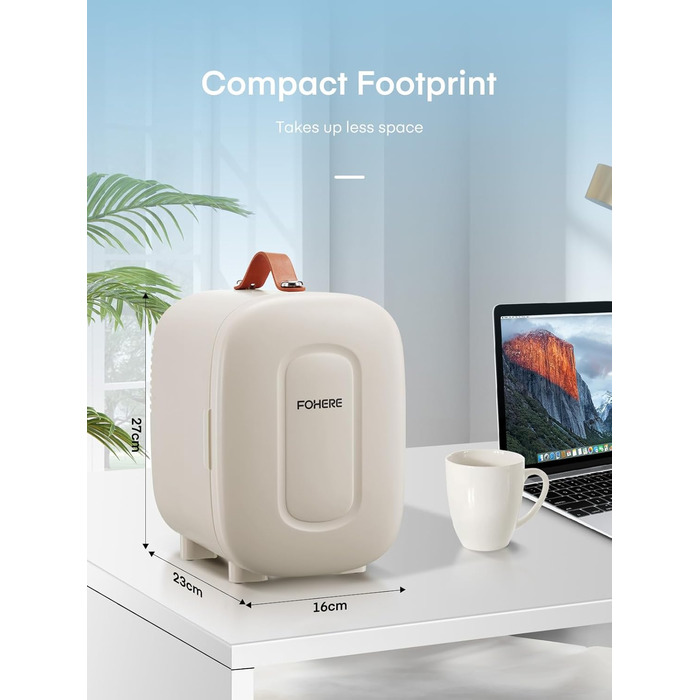 Міні холодильник FOHERE 5 літрів, USB живлення, 220V/12V, для напоїв та догляду за шкірою, білий