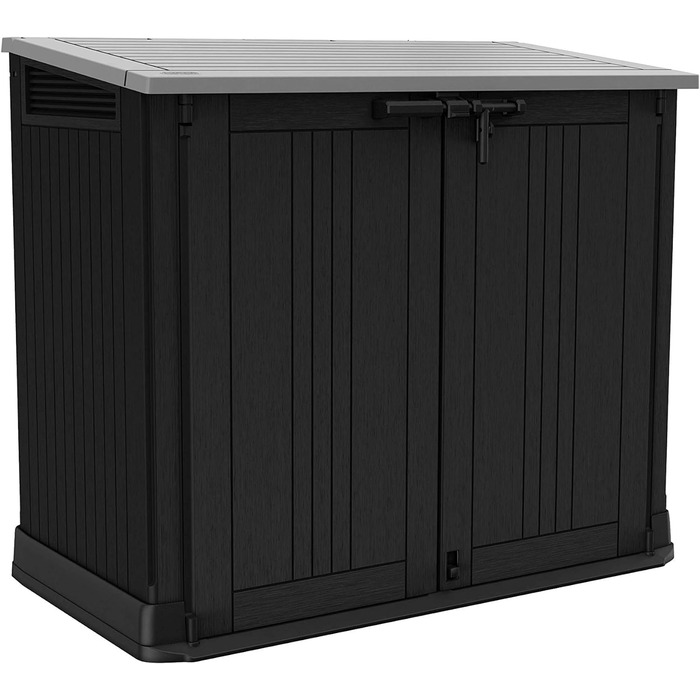 Keter Store it Out Nova пластиковий сарай для саду, 132x71,5x113,5 см, 880 л, темно-сірий, для 2x120 л сміттєвих баків, вуличний, водостійкий, з можливістю замикання
