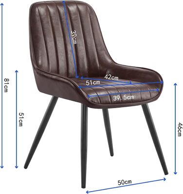 Крісла для їдальні Lestarain (2 шт.), для кухні, вітальні, їдальні. Ретро стиль, м'яке сидіння, металеві ніжки, до 150 кг, штучна шкіра, темно-коричневий
