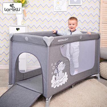 Lorelli Babybett und Laufstall Moonlight 2 в 1: дитяче ліжко та манеж для ігор, рожевий. Від народження до 15 кг, складаний, з транспортною сумкою.