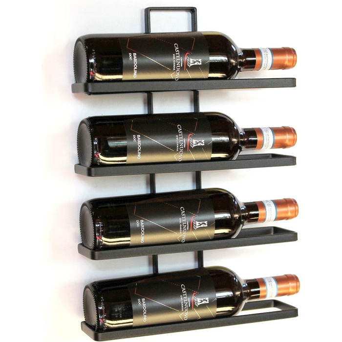 Стінний металевий стелаж для вина DanDiBo чорний, розширюваний (8 пляшок, комплект 2 шт)