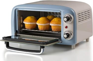 Міні-піч Ariete 3919 Vintage: 10 л, гриль, таймер, 230°C, подвійне скло, нержавіюча сталь, зелений (блакитний)