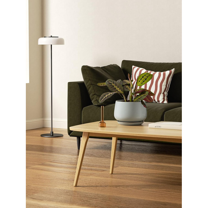 Керамічні горщики LE TAUCI з підставкою, 10+13+16 см, набір з 3 горщиків для кімнатних рослин, з дренажним отвором, реактивна глазур (блакитно-сірий)