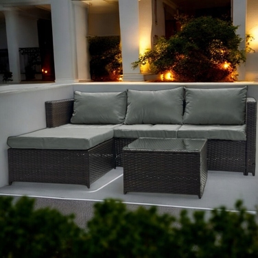 Двосторонній садовий кутовий диван SFS066 MTG, комплект садових меблів, коричневий