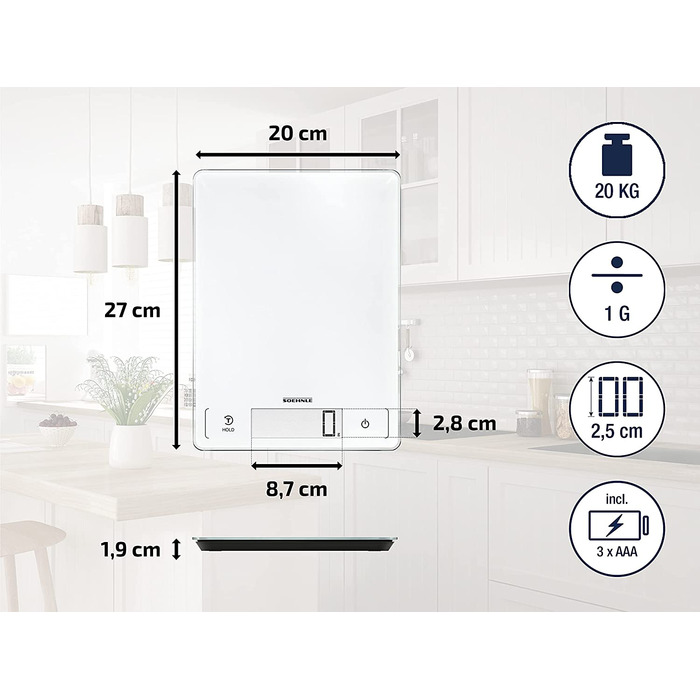 Цифрові кухонні ваги білого кольору, вага до 20 кг, Побутові ваги з сенсорним екраном, електронні ваги, 300