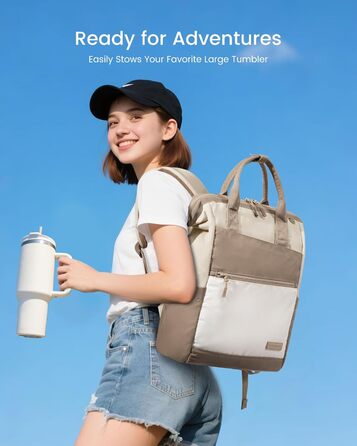 LOVEVOOK Рюкзак для жінок, 15.6 дюймів, шкільний рюкзак для підлітків, велика кишеня для пляшки води, велике відкриття, сумка для роботи, сумка для навчання, рюкзак для подорожей, університету, школи (Хакі, 15.6 дюймів)