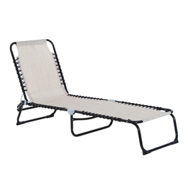 Outsunny Sun Lounger Складний садовий шезлонг 4-ступінчаста регульована спинка сталева сітка тканина бежевий 197x58x76 см для відпочинку на свіжому повітрі