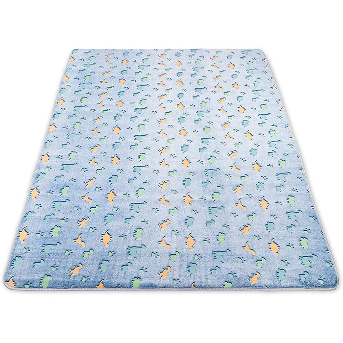 Світиться килим для дитячої кімнати-дитячий флуоресцентний килимок для ігор, який можна прати (синій динозавр, 100x160 см)