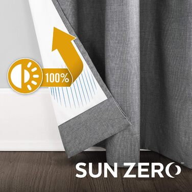 Теплові штори Sun Zero Columbia, 100 затемнення, 127x160 см, 2 шт. и, сірий