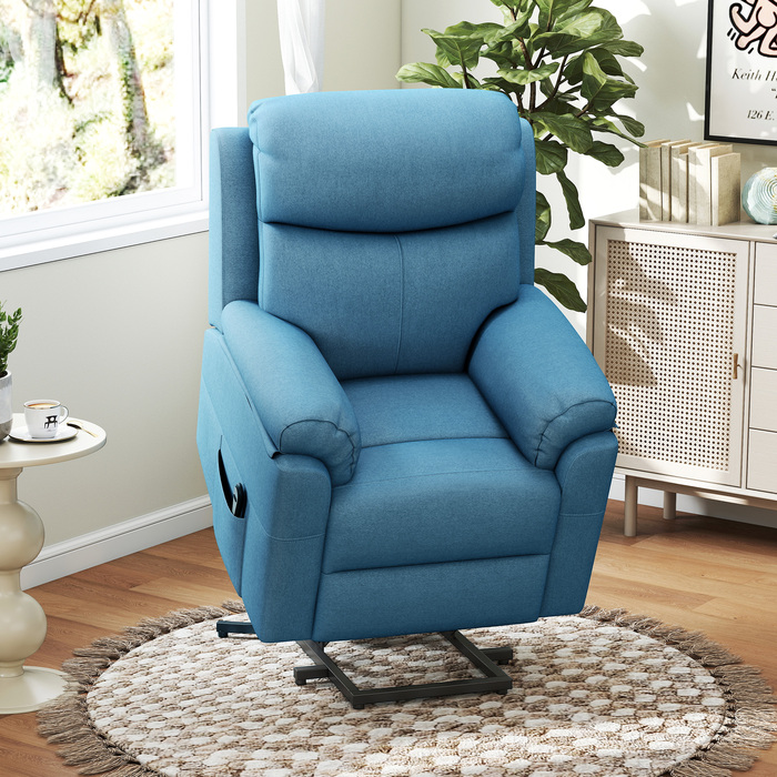 Крісло для електричного телевізора HOMCOM Recliner з допоміжним засобом для літніх людей, функцією відкидання та сну, білизна Look Blue 83x89x102см