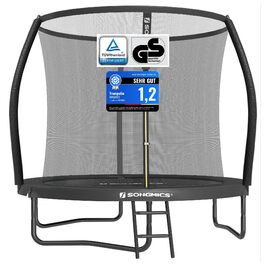 Батут SONGMICS вуличний Ø 244 см з захисною сіткою, драбиною та м'якими стійками - чорний