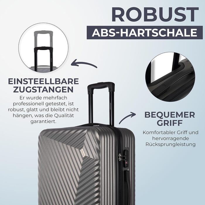 Набір валіз xRace 3-частинний ABS, 20/24/28 дюймів, ручна поклажа, TSA замок, 360° колеса, стійкий до ударів, преміум підкладка