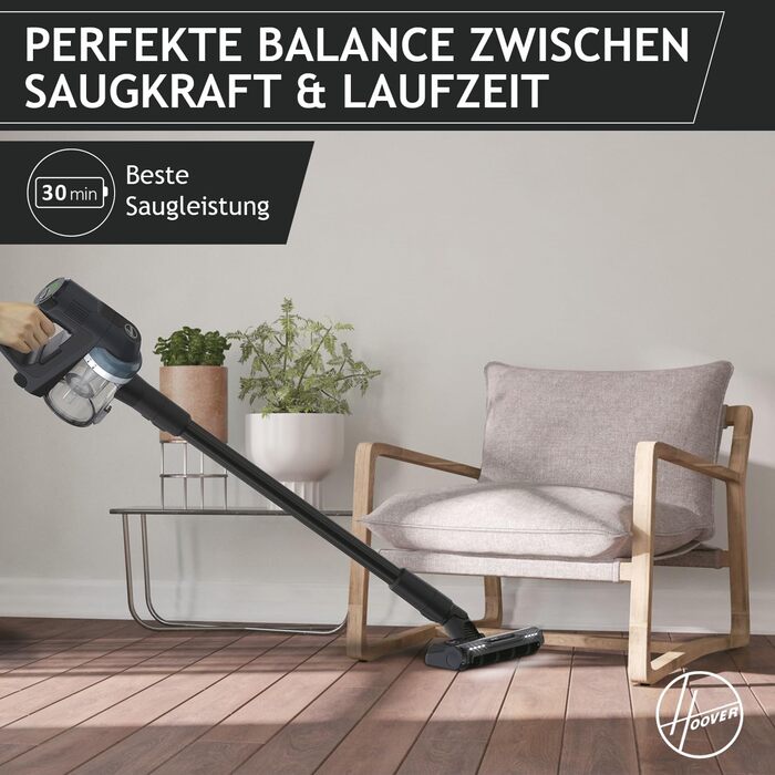 Маневрений акумуляторний пилосос Hoover 360 зі світлодіодом на площу 120 м, акумуляторний пилосос для твердої підлоги, насадка для підлоги з захистом від заплутування всмоктаного волосся HF401H (Pet)