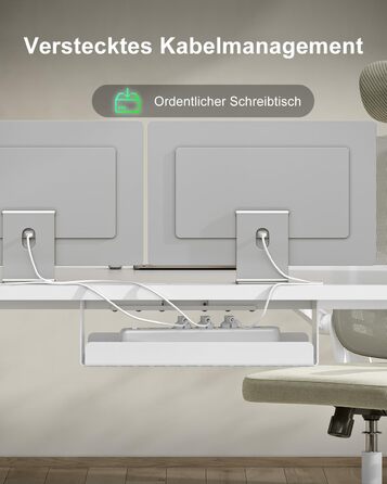 Електричний стіл Devoko з регулюванням висоти 200x80 см, білий, з USB-C зарядкою та органайзером для кабелів