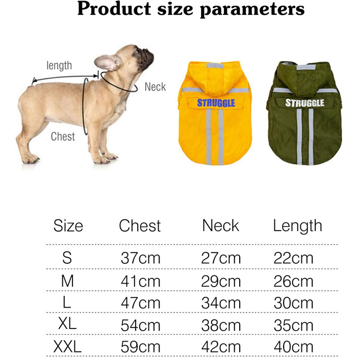 Плащ-накидка для собак PETCUTE, плащ-накидка для собак із захистом живота, плащ-накидка для собак невеликого розміру, з капюшоном на вісім дюймів, плащ-пончо для собак, водонепроникний, дихаючий (XXL, армійський зелений)