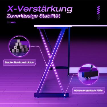 Ігровий стіл ODK, L-подібний кутовий стіл для геймінгу та офісу, 120x120 см, білий