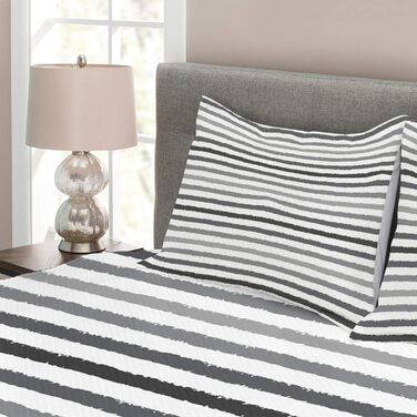 Набір смугастих покривал, сіро-білий гранж, комплект з наволочками Clear Colours, для двоспальних ліжок 220 x 220 см, White Grey 220 см x 220 см Multi 1