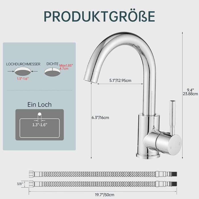 Змішувач для ванної кімнати Fransiton Bad Hoch, водозберігаючий, хром