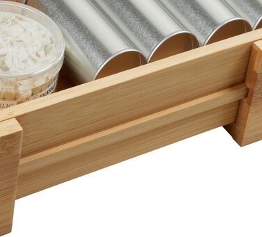 Бамбуковий лоток для столових приборів SO-BOX 5 відділень, 40-60 см, висувний