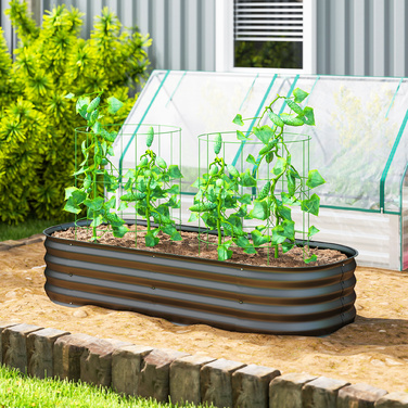 Підвищене грядка, модульна конструкція, захищені бортики, дизайн без дна, 150 x 62 x 30 см, темно-сірий