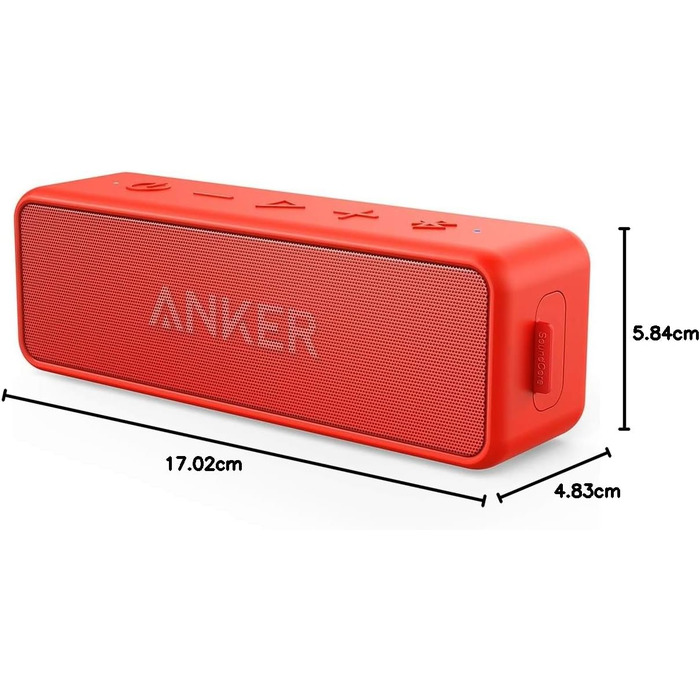 Портативна Bluetooth колонка Anker SoundCore 2, червона: потужний звук, глибокий бас, 24 год роботи, водонепроникність IPX7, сумісна з iPhone, Galaxy