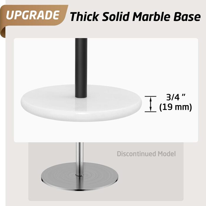 Тримач для паперових рушників KES з мармуром та нержавіючої сталі SUS304, підстільний, чорний, 20 см
