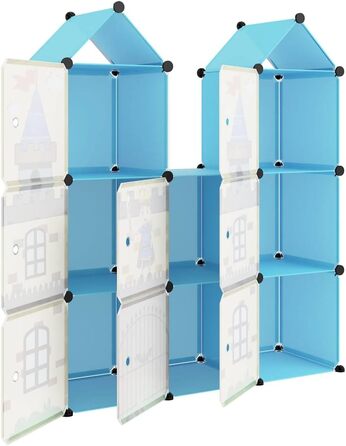Дитяча шафа модульна з 8 кубами Синій ПП 109,5 х 36,5 х 127 см Синій