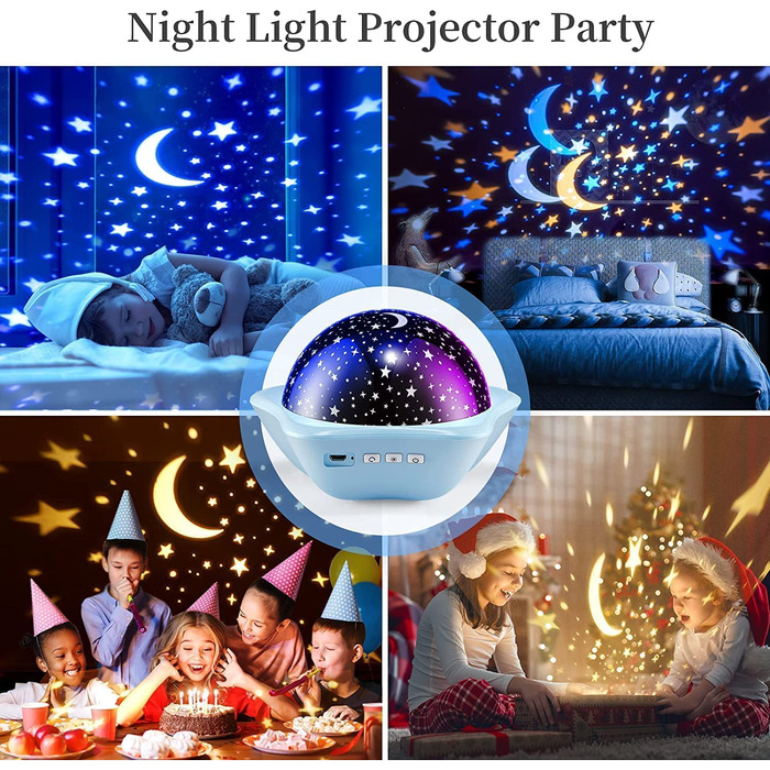 Світлодіодний проектор для зоряного неба для дітей, нічник дитяча приліжкова лампа, що обертається на 360 Світлодіодний світильник з регульованою яскравістю, нічник