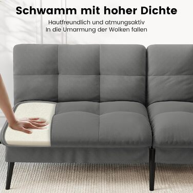 Диван-ліжко LUCKRACER 3-місний з регулюванням кута нахилу, сірий, для вітальні та квартири