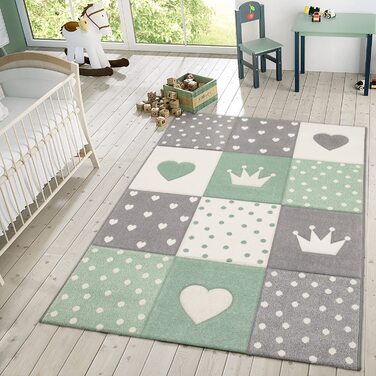 Домашній дитячий килим TT, килим для хлопчиків і дівчаток, дитячий килим в горошок, зірка, 3D смуга, колір розмір (120 см круглий, зелений)