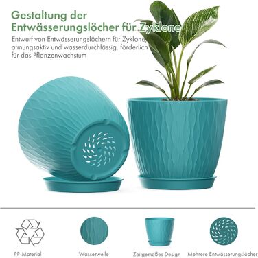 Набір горщиків для квітів з системою поливу (5 шт.), 17.8 см, з підставкою, для дому та балкону (кольорові)