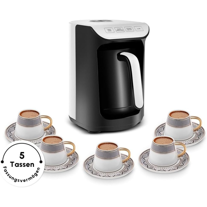 Кавомашина KARACA Hatır для приготування турецького кави з функцією обсмажування, 535W, 5 чашок, автоматичне нагрівання, антрацит