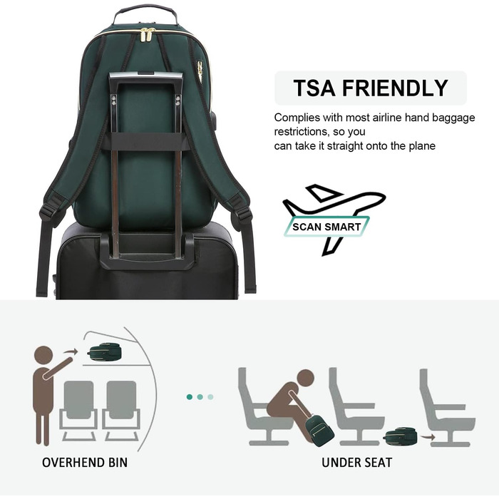 LOVEVOOK Рюкзак для жінок, великий, 15.6 дюймів, сумка для ноутбука, водонепроникний, шкільний рюкзак для дівчат-підлітків, чорний, елегантний рюкзак для роботи, навчання, подорожей (17.3 дюйми, темно-зелений)