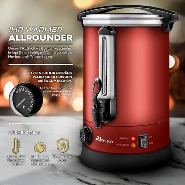 Електричний казанок для глінтвейну TRESKO® на 30 літрів з нержавіючої сталі (2500W)