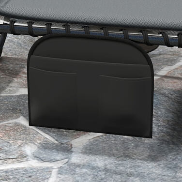 Набір з 2 розкладних шезлонгів для саду з подушкою для голови та регульованою спинкою (5 положень), з кишенею збоку, темно-сірого кольору.