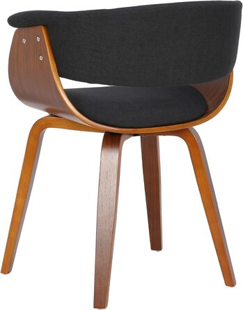 Стільці для їдальні CLP Bruce з тканинним покриттям, дерев'яним каркасом, чорного кольору для їдальні або кухні | Крісло витримує до 150 кг, колір: каркас - горіх, тканина - чорний