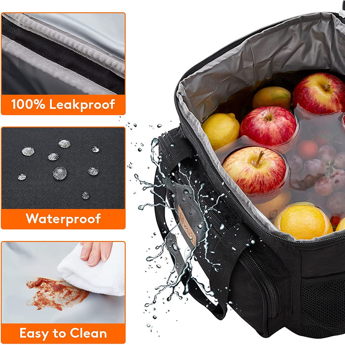 Сумка-холодильник Lifewit, сумка для пікніка, сумка для ланчу, сумка для ланчу, Термальна сумка-холодильник, ізольована сумка-холодильник для перевезення продуктів, (Чорний, 15 л)