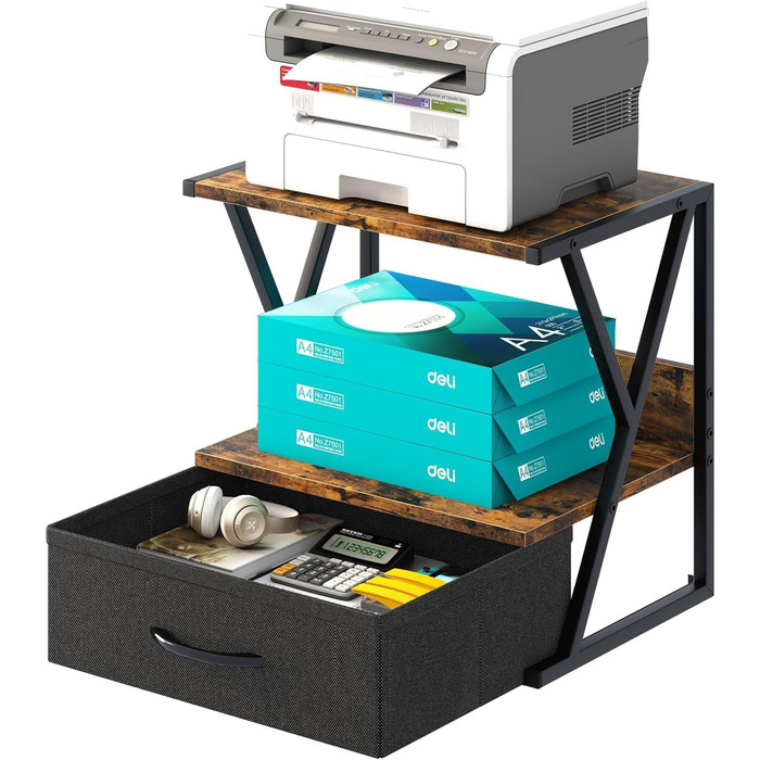 Стійка для принтера з ящиком, коричнева - органайзер для офісу, дому, школи