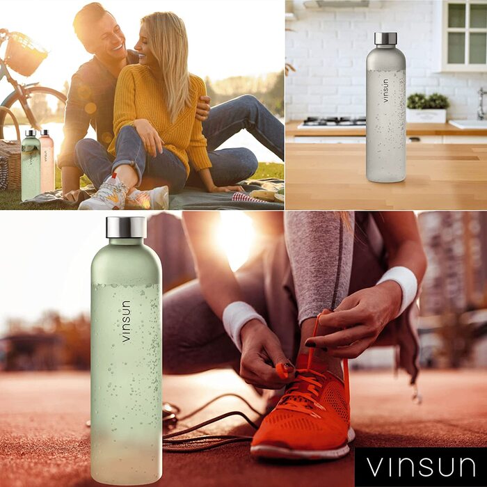 Пляшка для пиття Vinsun об'ємом 1 л-багаторазова, екологічно чиста, не містить вуглекислого газу, спортивна пляшка Tritan для активного відпочинку, школи, коледжу, велосипеда, офісу, тренажерного залу (1000 мл, Помаранчевий)