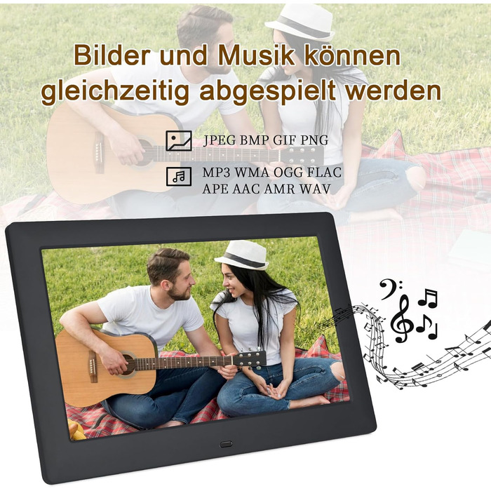 Цифровий фоторамка TSITSC 8.7 дюйма, IPS-дисплей 1024*768, календар, музика, фото/відео програвач, підтримка USB/SD, з пультом дистанційного керування (Чорний)