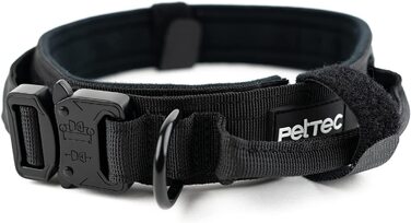 Нашийник PETTEC для собак з неопрену і нейлону, нашийник з ручкою для маленьких і великих собак з м'якою підкладкою (S-XL), надзвичайно міцний і водостійкий, регульований, комплект нашийник і буксирувальний нашийник L (51-61 см) Чорний