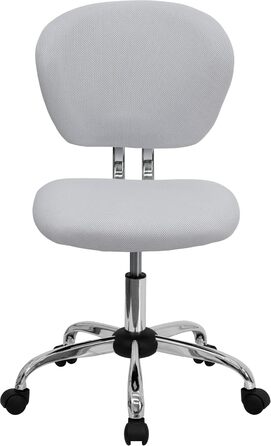 Офісне крісло Flash Furniture H-2376-F-WHT-GG, середня спинка, біла сітка, хромована основа, без підлокітників