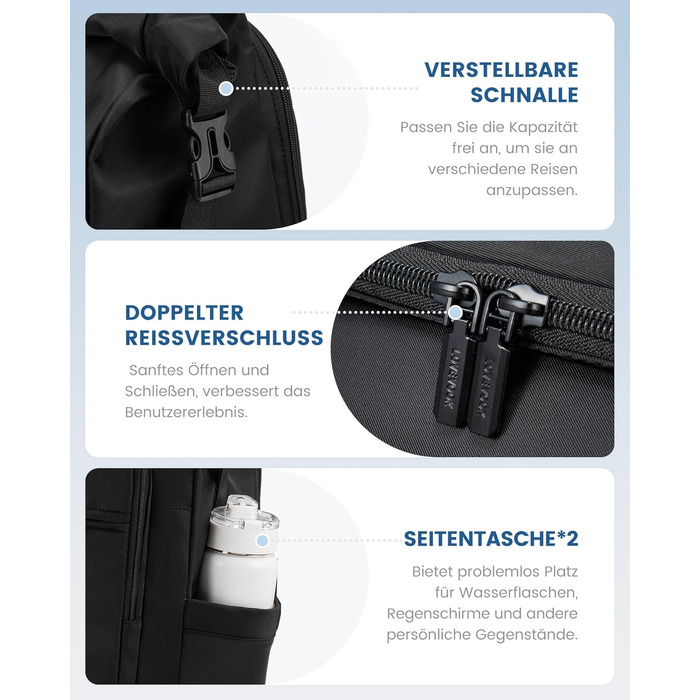 LOVEVOOK Рюкзак Rolltop, водонепроникний, 17 дюймів, для ноутбука, чорний. Ідеально для подорожей, університету, школи та велосипеда.